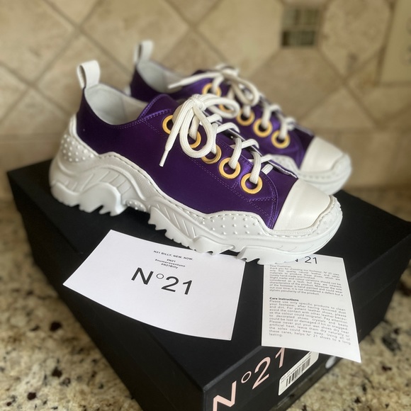 Rare!!! No. 21 Billy Satin Purple Designer Luxury Sneakers NIB NWT - Picture 2 of 16